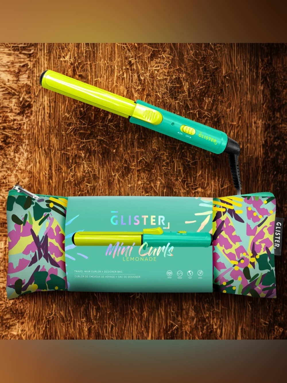 Mini Curls Travel Clip Curler + Designer Pouch Lemonade